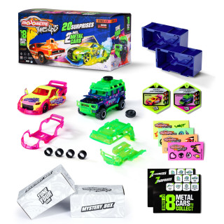 Majorette - Tune Ups Series 3 - große Tuning-Box mit 20 Überraschungen inkl. 2 Spielzeugautos mit Neon-Effekt zum Tunen, für Kinder ab 5 Jahren, je 7,5 cm, zufällige Auswahl