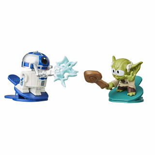 Star Wars Battle Bobblers R2-D2 Vs Yoda Battle Figuren 2er-Pack mit Clips, wackelndes Spielzeug für Kids ab 4 Jahren