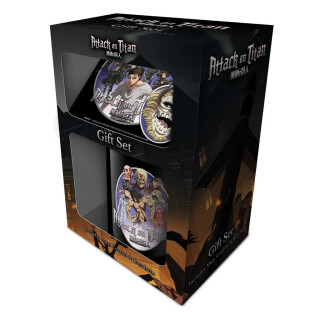 Attack on Titan Mug Gift Set (Season 4 Design) 11oz Ceramic Mug, Coaster & Keyring in Presentation Gift Box - Official Merchandise