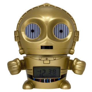 BulbBotz Star Wars 2021418 C3PO Kinder-Wecker mit Nachtlicht und typischem Geräusch , gold/gelb, Kunststoff , 14 cm hoch , LCD-Display , Junge/ Mädchen , offiziell