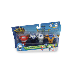 Super Wings EU720040H Transform-a-Bots 4pk - Jett & Paul & Astra & Build-It Donnie, Mehrfarbig