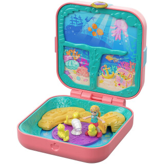 Polly Pocket GDK77 - Verborgene Schätze Meerjungfrauenbucht Schatulle, Puppen Spiezeug ab 4 Jahren