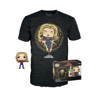Funko Pop! & Tee: Marvel - Captain Marvel - Extra Large - (XL) - T-Shirt - Kleidung mit Vinyl-Sammelfigur - Geschenkidee - Spielzeug und Kurzärmeliges Top Für Erwachsene Männer und Frauen