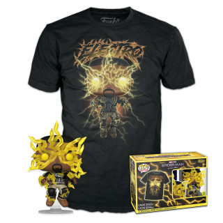 Funko Pop! & Tee: Spider-Man: NWH - Electro - Leuchtet Im Dunkeln - Large - (L) - Marvel - T-Shirt - Kleidung mit Vinyl-Sammelfigur - Geschenkidee - Spielzeug und Kurzärmeliges Top Männer