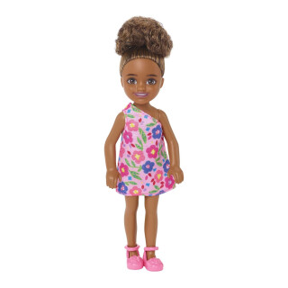 Barbie Chelsea Club – HGT07 – Puppe, 15 cm, mit Gelenken, Mädchen aus Mestizen mit rosa Blumen
