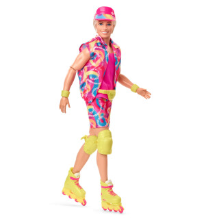 BARBIE THE MOVIE Ken - Sammelpuppe im Neon-Outfit, Skating-Look, Retro-Muster, Impala-Inlineskates, Verpackung mit Spielfilm-Motiven, für Kinder ab 3 Jahren, HRF28