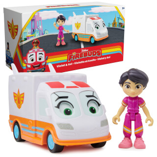 Disney Firebuds Feuerfreunde - Interaktiver Krankenwagen Violett & Axl mit Augenbewegungen