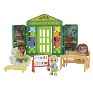 CoComelon CMW0067 - Deluxe Spielset Schule, mit 3 beweglichen Figuren und Zubehör, Spielzeug ab 3 Jahren