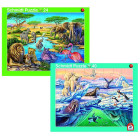 2er-Set Rahmenpuzzle Afrika und Nordpol 24+40 Teile
