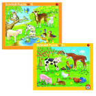 2er-Set Rahmenpuzzle Tierfamilie und Tierkinder 16+24 Teile