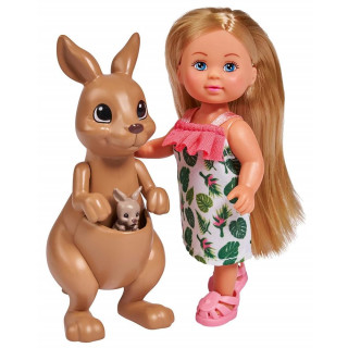 Simba 105733513 - Steffi Love Kangaroo, Puppe in einem süßen Kleid mit Kängurus, Mutter und Baby, mit süßer Funktion, Try-me, 12cm, Für Kinder ab 3 Jahren