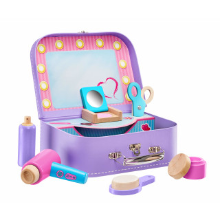 Selecta 62073 Beautykoffer, stabile Utensilien zum Stylen aus Holz, 25 x 18 cm