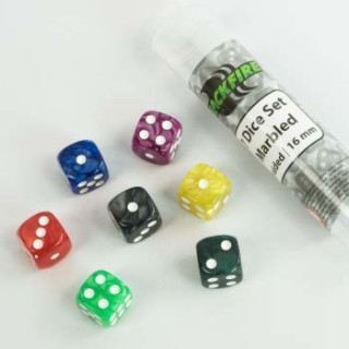 Blackfire Dice - 16mm marbled D6 in Tube (7 Dice)