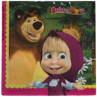 Procos 86514 Partygeschirr Masha und der Bär, Servietten, One Size