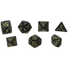 TRIBAL DICE SET (7) BLACK AND GLOW IN THE DARK
