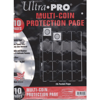 Ultra Pro 20-Pocket Platinum Page for Coins and Tokens (10-pack)