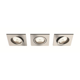 Philips 5039317P0 A++ to A, myLiving LED Einbauspot Shellbark Eckig Warmglow, 3 x 500 lm, Plastik, 4.5 W, Integriert, nickel, 9 x 9 x 5 cm