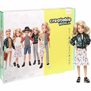 Creatable World GGT67 - Deluxe Charakter Puppen Set, individuell gestaltbare gender neutrale Puppe mit blonden, welligen Haaren, Spielzeug ab 6 Jahren