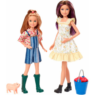 Barbie GHT16 - Spaß auf dem Bauernhof Puppen Spielset mit Skipper- und Stacie-Puppen, Schweinchen und Äpfeln, Spielzeug ab 3 Jahren