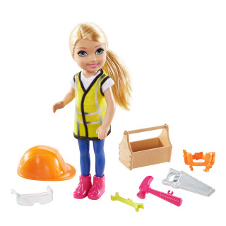 Barbie GTN87 - Chelsea-Karrierepuppe, Handwerkerin, mit berufsbezogenem Outfit und zugehörigem Zubehör