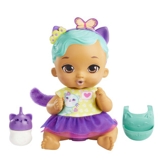 My Garden Baby HHL22 - Katzen-Baby Puppe (blaue Haare) mit Katzenohren und süßem Jasmin-Duft, inklusive Lätzchen, Fläschchen und Stoffwindel, Spielzeug für Kinder ab 3 Jahren