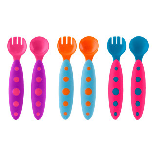 MODWARE - Kleinkindbesteck - 3er Set - pink/blau, blau/orange, lila/koralle