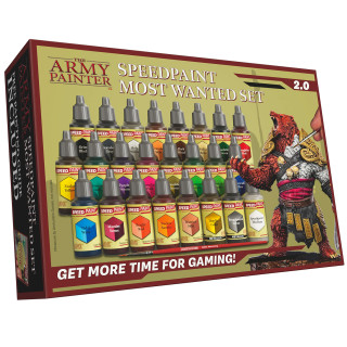 The Army Painter Speedpaint 2.0 Most Wanted Set, ungiftige Acryl-Kontrastfarben mit 24 Tropfflaschen à 18ml, inklusive 1 Grundierpinsel für Fantasy-Miniaturmodellbemalung