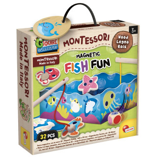 Liscianigiochi 98354 Wood Magnetic Fish Fun, Montessori Baby-MAGNETISCHES ANGELSPIEL