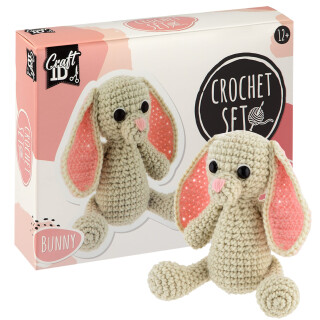 Craft ID Häkelsets für Anfänger | Amigurumi-Set | Hase | Starter-Häkelpaket | Häkelnadelset Kinder und Erwachsene | Häkelpakete Kuscheltiere | Häkelset-Tiere