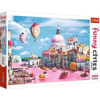 Trefl, Puzzle, Süßigkeiten in Venedig, 1000 Teile, Funny Cities, Premium Quality, für Erwachsene und Kinder ab 12 Jahren