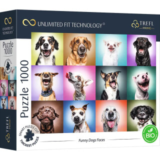 Trefl 10706 1000 Elemente, dickster Karton, Bio, ECO, lustige Hunde, Hundeportraits, Tiere, Collage, Unterhaltung für Erwachsene und Kinder ab 12 Jahren, Puzzle Funny Dogs Faces