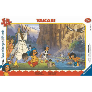 Ravensburger Kinderpuzzle - 05141 Camping mit Freunden - Rahmenpuzzle für Kinder ab 3 Jahren, Yakari-Puzzle mit 15 Teilen