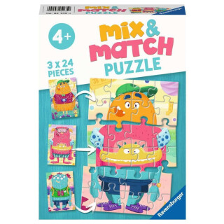 Ravensburger Kinderpuzzle - 05135 Mix&Match Lustige Monster - Puzzle für Kinder ab 4 Jahren, mit 3x24 Teilen