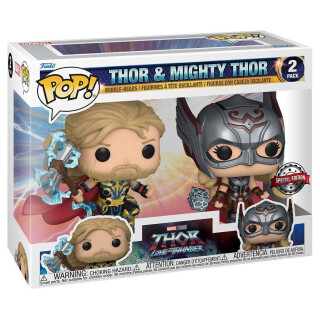 Funko POP! Marvel: Thor Love & Thunder - 2 Packung - Thor & Mighty Thor - Thor: Love And Thunder - Vinyl-Sammelfigur - Geschenkidee - Offizielle Handelswaren - Spielzeug Für Kinder Und Erwachsene