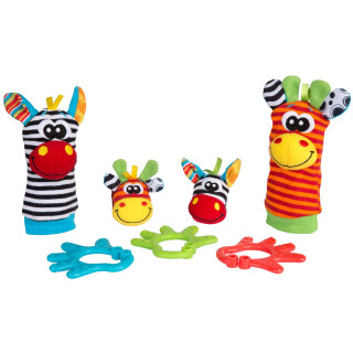 Playgro Geschenkset Dschungelfreunde, 7-teilig, Mit Hand- und Fußgelenksrasseln, Ab 0 Monaten, 40190