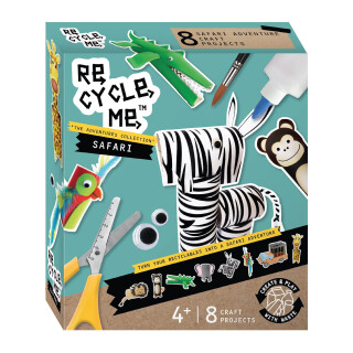 Re-Cycle-Me 3503323, Recycling Bastelset Safari, DIY-Kit für Kinder ab 4 Jahren, Kreativ-Set zum Basteln mit Haushaltsmaterialien