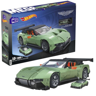 MEGA Hot Wheels Aston Martin Vulcan - Großes Bauspielzeug im Maßstab 1:18 mit 986 Teilen für Fans und Sammler, Die-Cast-Modell für Erwachsene, HMY97