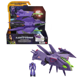 Buzz Lightyear HHJ61 - Disney Pixar Lightyear Hyperspeed-Serie Zurg Kampfschiff ca. 24 cm lang, authentische Details, mit Zurg-Figur ca. 6 cm groß, Geschenk für Fans ab 4 Jahren