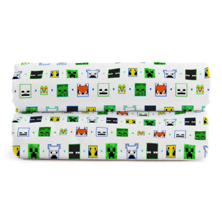 Minecraft Creative Mode Spannbettlaken für Doppelbett, 100 % Baumwolle, 2 Stück