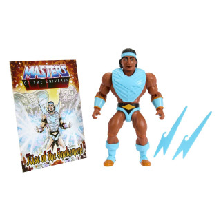 MASTERS OF THE UNIVERSE Bolt-Man Actionfigur - ca. 14 cm, 16 Gelenke, Retro-Verpackung, Mini-Comic-Heft, für Sammler und Kinder ab 6 Jahren, HKM66