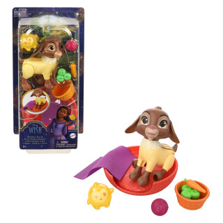 Mattel Disney Wish Set mit Valentino- und Sternfigur sowie 6 Zubehörteilen wie Haustierbettchen und -decke, Ziegenfigur mit nach vorne beugbaren Hinterbeinen HRC15