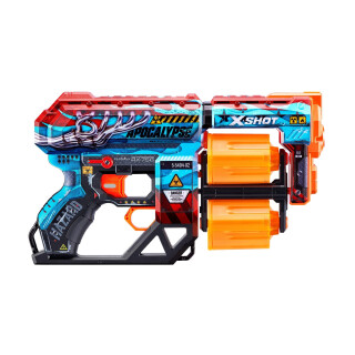 X-Shot Skins Dread - Apocalypse - Federdruck Dartblaster mit Doppeltrommel-Magazin, 12 Darts & einzigartigem Aussehen