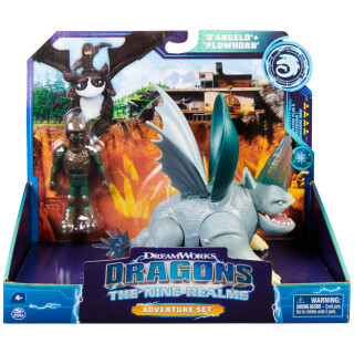 Dreamworks Dragons „Die 9 Welten“ - Adventure Set mit Drache und Reiter Figur, D’Angelo und Plowhorn, für Kinder ab 4 Jahren