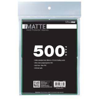 Ultra PRO Pro-Matte Standard-Kartenhülle, 500 Karat, schützt und speichert Sammelkarten, Sportkarten, MTG, D&D-Karten, Größe für Karten in Standardgröße, hohe Klarheit, matte Oberfläche