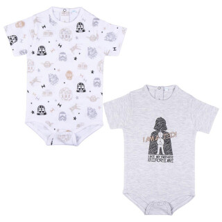 CERDÁ LIFES LITTLE MOMENTS Baby-Jungen 2200008945_t18m-c53 2er-Pack Body für den Sommer, Kleidung aus 100% Baumwolle, Star Wars, offizielles Lizenzprodukt von Disney, Grau, 86