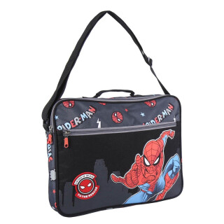 CERDÁ LIFES LITTLE MOMENTS, Maletin infantil de Spiderman Con Bolsillo Superior y Lateral, Asa Bandolera Ajustable | Colección escolar estampada-Licencia Oficial Marvel para Niños, Negro, Estándar