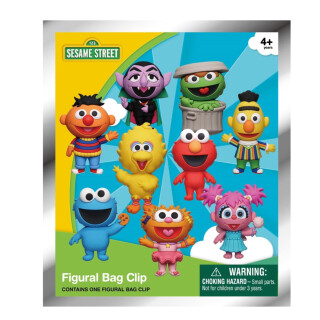 Monogram Sesamstraßen-Serie 4-3D-Schaumstofffigurentasche mit Clip in Blindtasche – Schlüsselanhänger – Krümelmonster, Elmo, Ernie, Bert und mehr