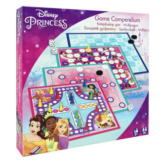Disney Princess Games Compendium, Enjoy 4 x Board Games, Nine Mens Morris, Draughts, Ludo, Ladders Game, Great Gift for Kids Aged 5+