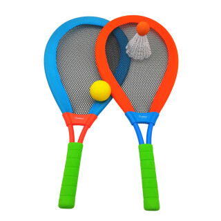 alldoro 60050 XXL Softball Spiel Set mit Ball, Federball, 2 Schläger, 4 tlg., 75 x 35 cm für Kinder und Erwachsene