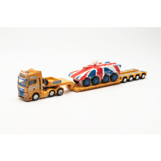 Herpa LKW Modell MAN TGX GX 6x2 TiefladeSattelzug mit GTK Boxer England Spedition Steinle (Bayern/Lauingen), Miniatur im Maßstab 1:87, Sammlerstück, Made in Germany, Kunststoff